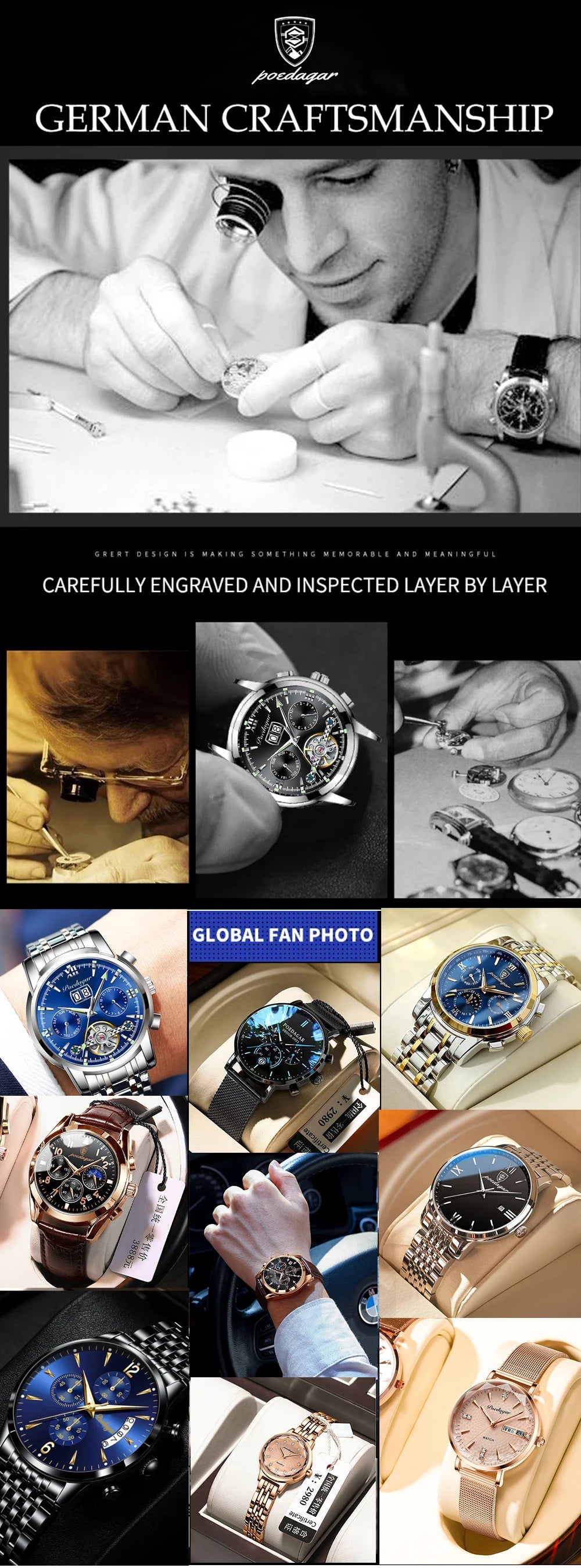 Premium Stainless Steel Chronograph – Day & Date, Luminous, Quartz