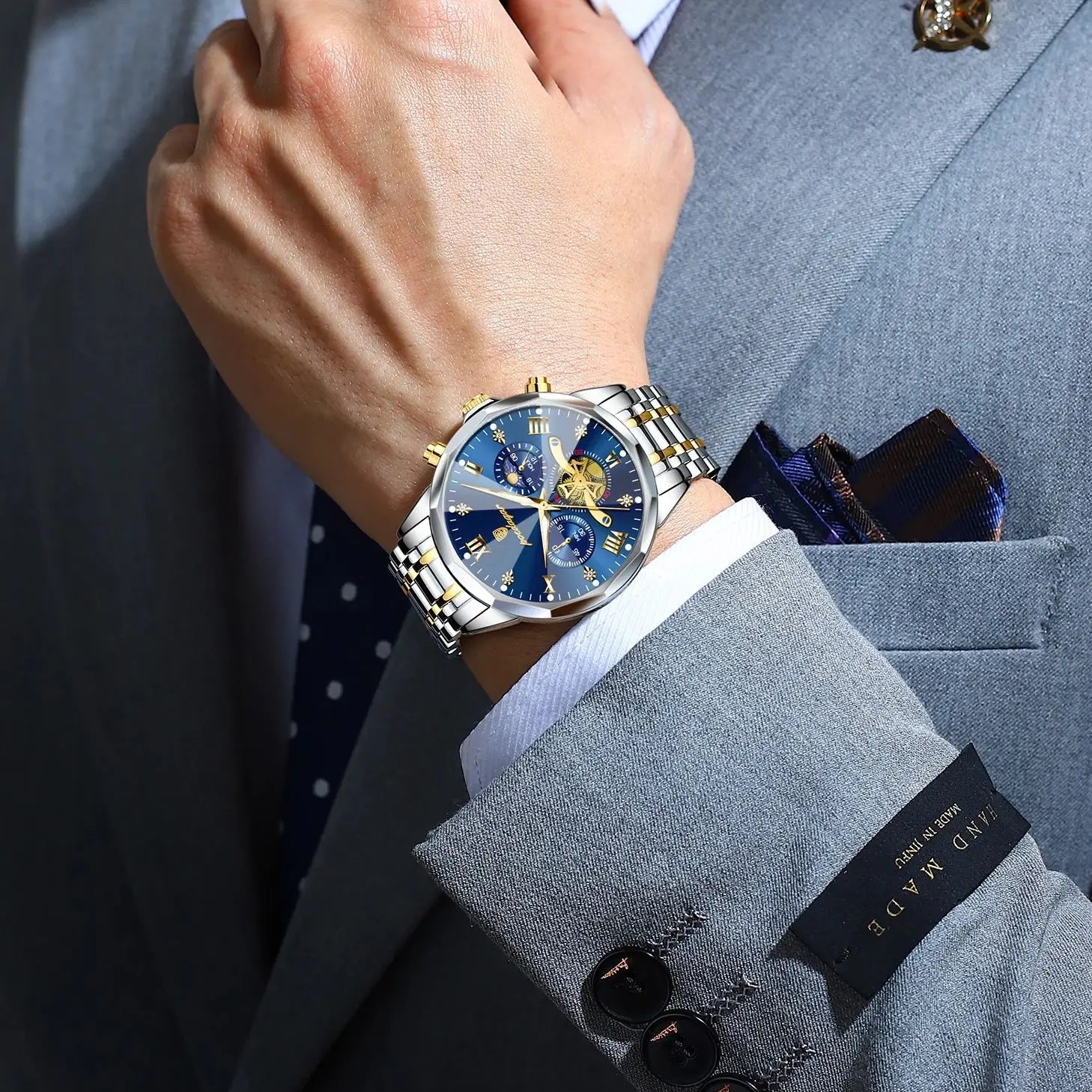 Premium Men's Chronograph Watch – Stainless Steel, Luminous, 3Bar Water‑Resistant