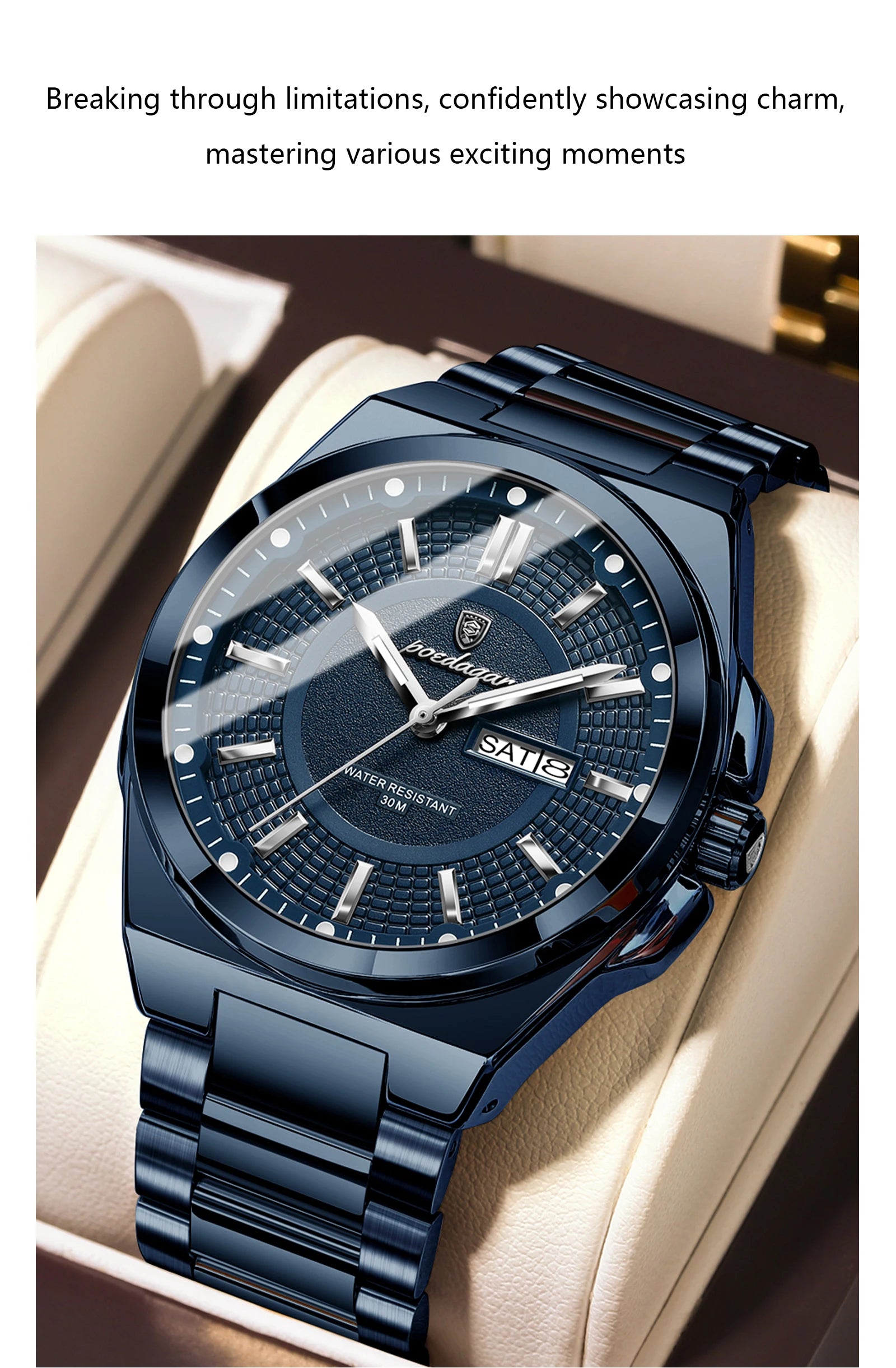 Premium Stainless Steel Chronograph – Day & Date, Luminous, Quartz
