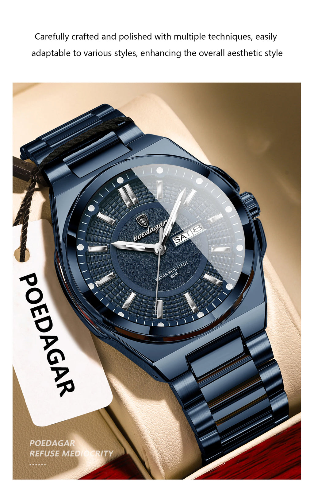 Premium Stainless Steel Chronograph – Day & Date, Luminous, Quartz