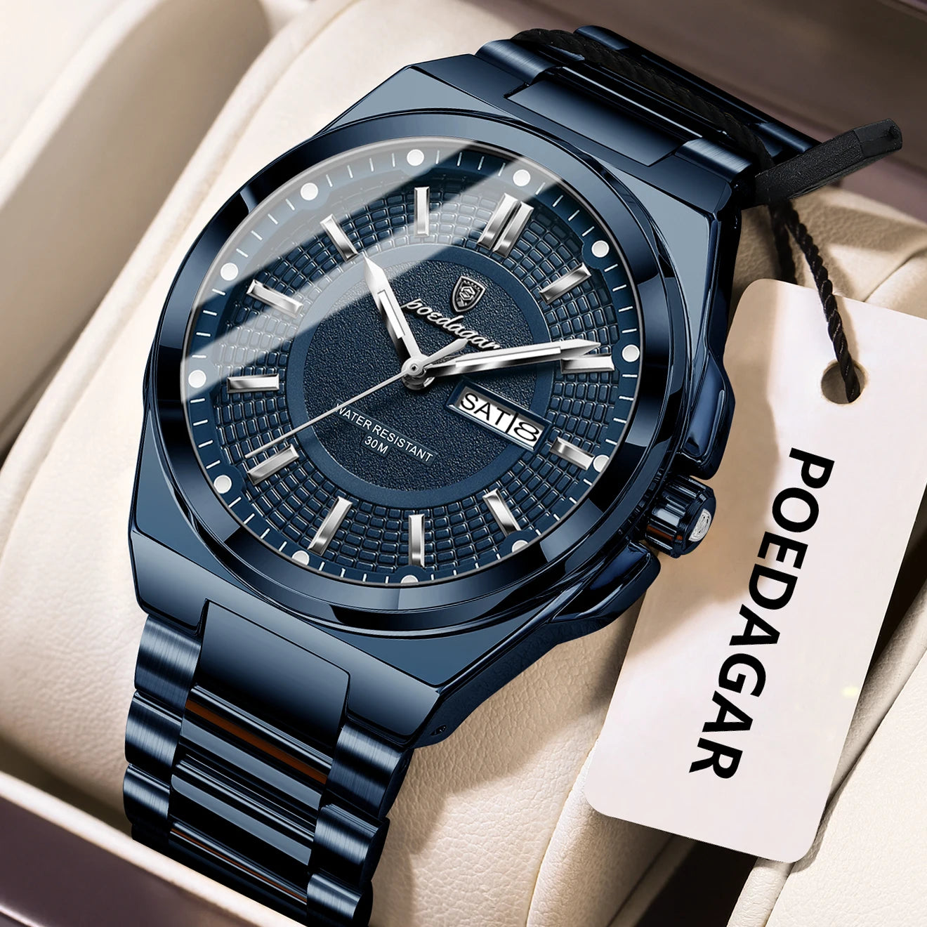 Premium Stainless Steel Chronograph – Day & Date, Luminous, Quartz